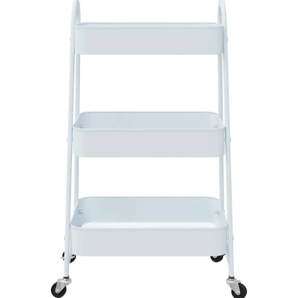 vidaXL Opbergtrolley 3-laags 42x41,5x77 cm staal wit
