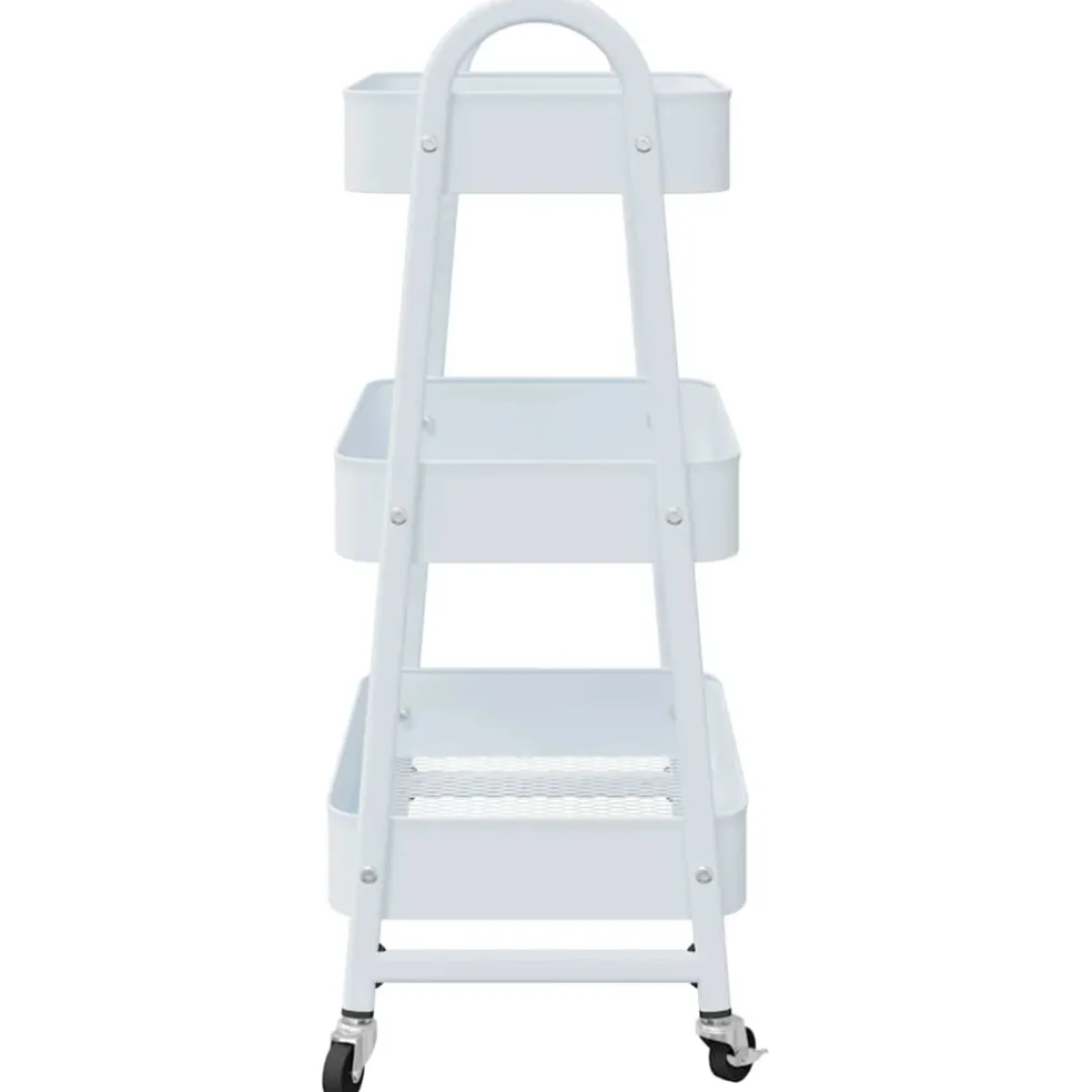 vidaXL Opbergtrolley 3-laags 42x41,5x77 cm staal wit