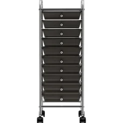 vidaXL Opbergtrolley met 10 lades mobiel kunststof zwart