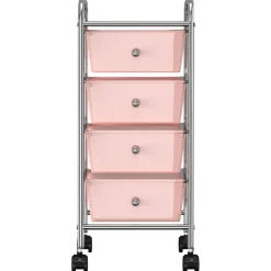 vidaXL Opbergtrolley met 4 lades mobiel kunststof roze