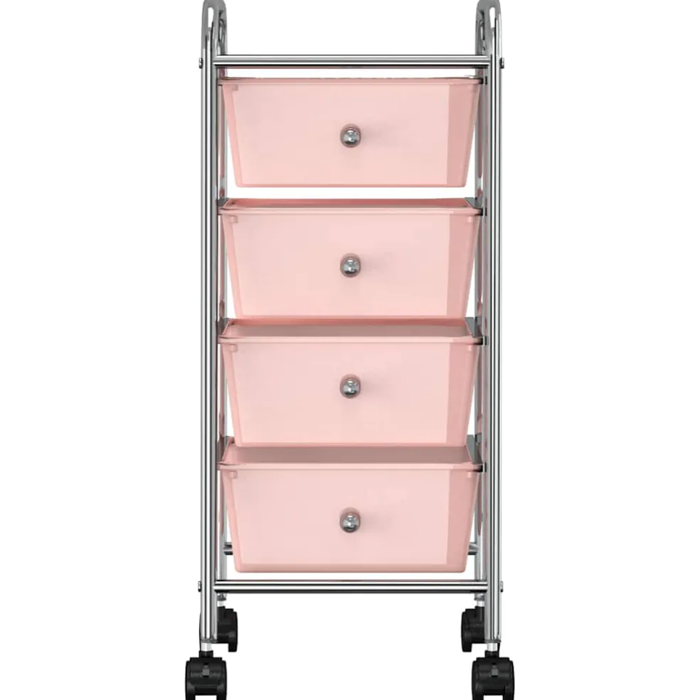 vidaXL Opbergtrolley met 4 lades mobiel kunststof roze