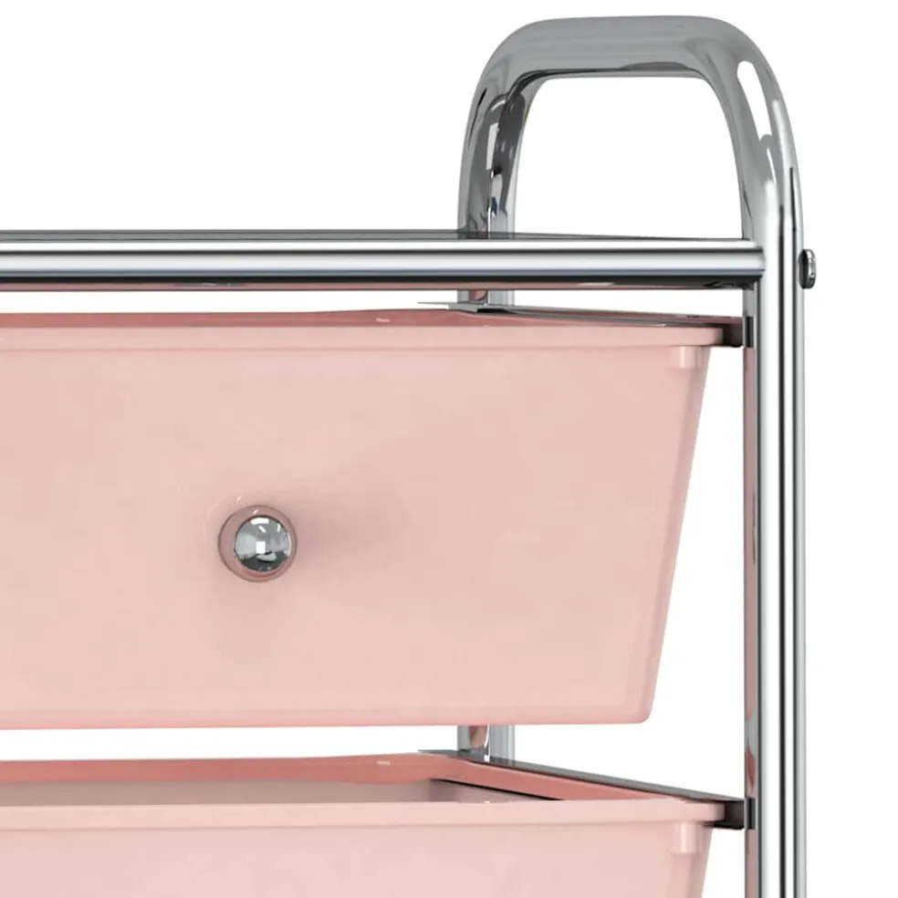 vidaXL Opbergtrolley met 4 lades mobiel kunststof roze