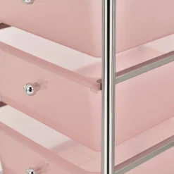 vidaXL Opbergtrolley met 4 lades mobiel kunststof roze