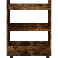 vidaXL Opbergtrolley smal 3-laags bewerkt hout gerookt eikenkleurig