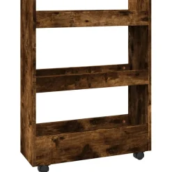 vidaXL Opbergtrolley smal 3-laags bewerkt hout gerookt eikenkleurig