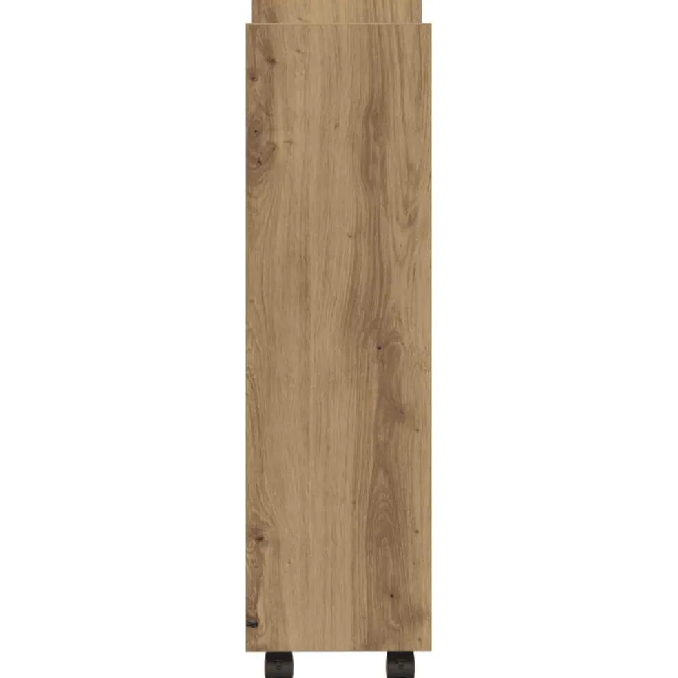 vidaXL Opbergtrolley smal 3-laags bewerkt hout artisanaal eikenkleurig