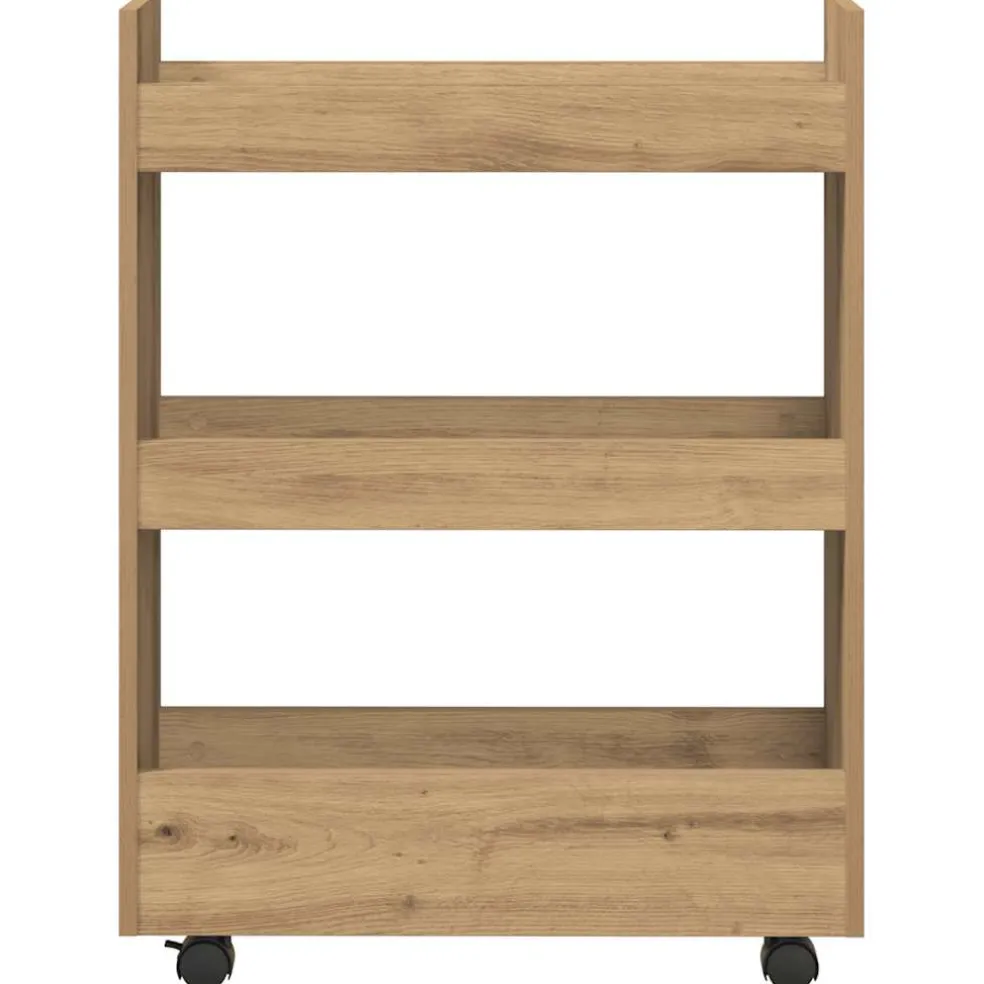 vidaXL Opbergtrolley smal 3-laags bewerkt hout artisanaal eikenkleurig