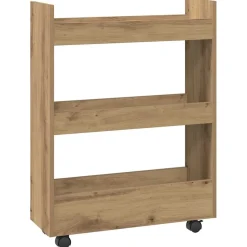 vidaXL Opbergtrolley smal 3-laags bewerkt hout artisanaal eikenkleurig