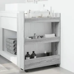 vidaXL Opbergtrolley smal 3-laags bewerkt hout grijs sonoma eiken