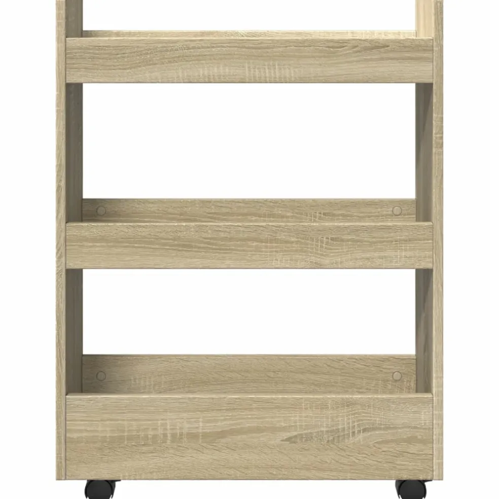 vidaXL Opbergtrolley smal 3-laags bewerkt hout sonoma eikenkleurig