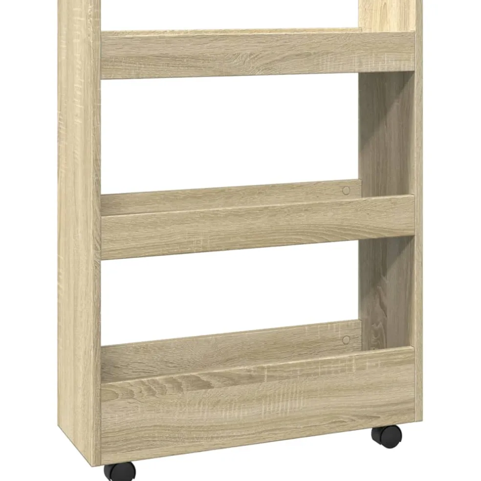 vidaXL Opbergtrolley smal 3-laags bewerkt hout sonoma eikenkleurig