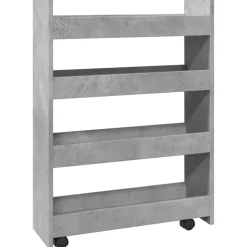 vidaXL Opbergtrolley smal 4-laags bewerkt hout betongrijs