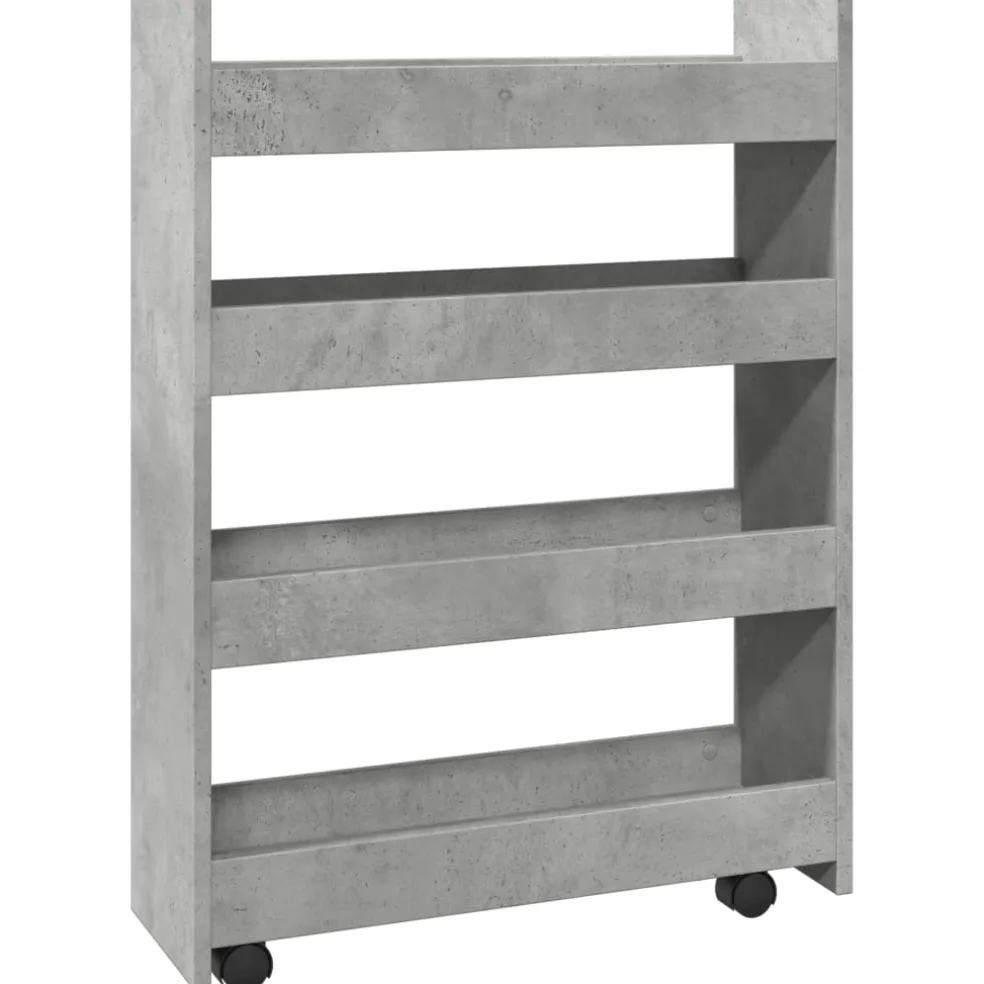 vidaXL Opbergtrolley smal 4-laags bewerkt hout betongrijs