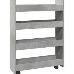vidaXL Opbergtrolley smal 4-laags bewerkt hout betongrijs