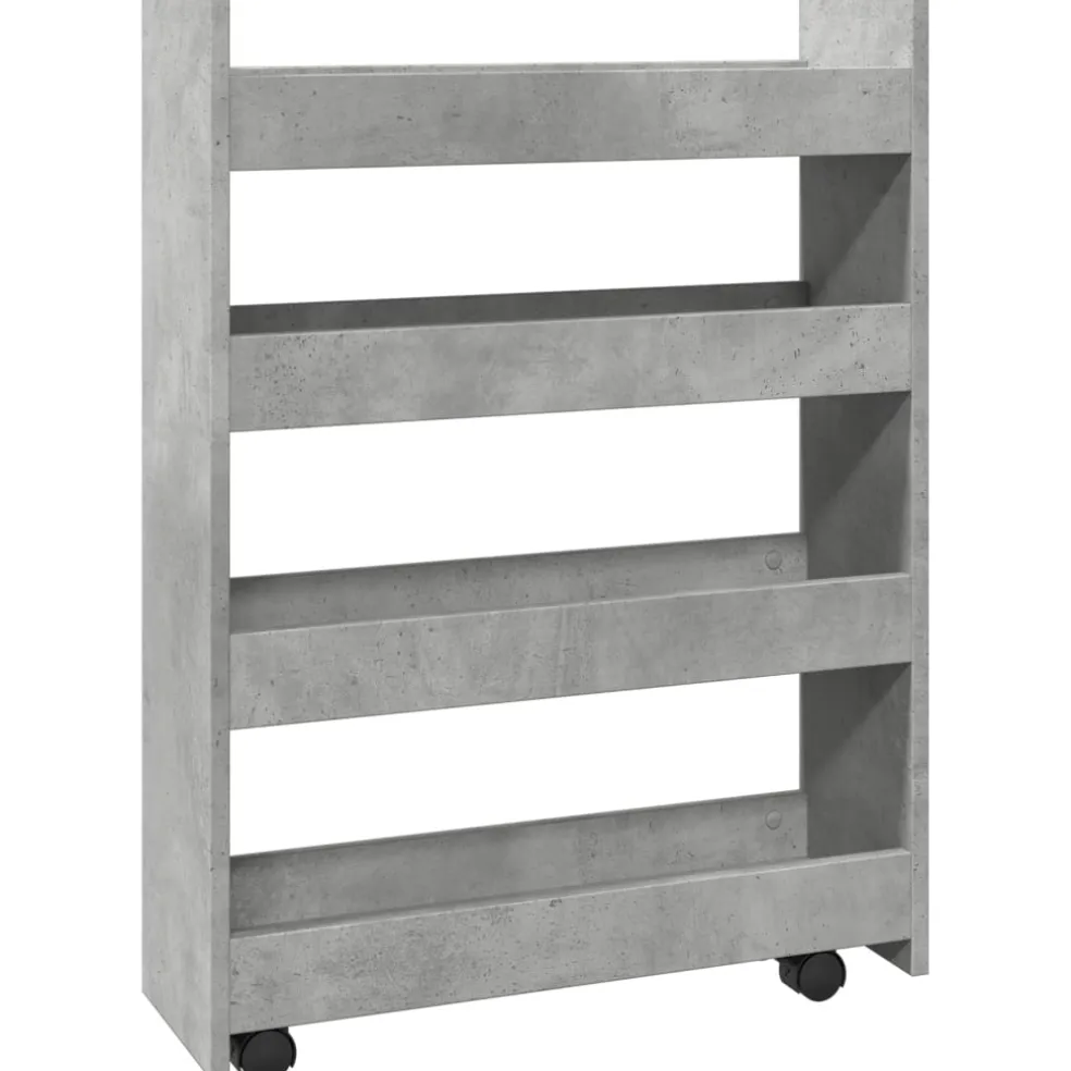 vidaXL Opbergtrolley smal 4-laags bewerkt hout betongrijs