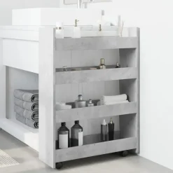 vidaXL Opbergtrolley smal 4-laags bewerkt hout betongrijs