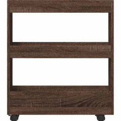 vidaXL Opbergtrolley smal 3-laags bewerkt hout bruin eikenkleurig