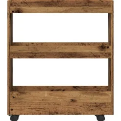 vidaXL Opbergtrolley smal 3-laags bewerkt hout oud houtkleurig