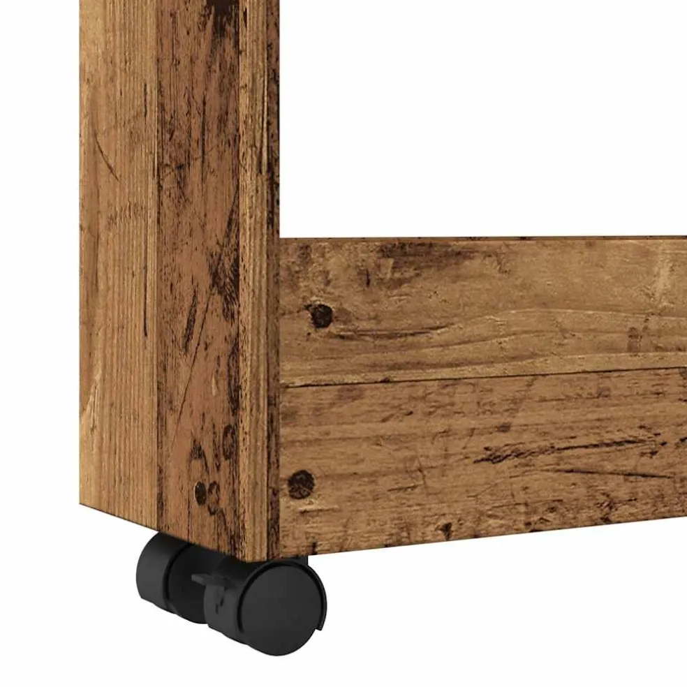 vidaXL Opbergtrolley smal 3-laags bewerkt hout oud houtkleurig