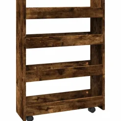 vidaXL Opbergtrolley smal 4-laags bewerkt hout gerookt eikenkleurig