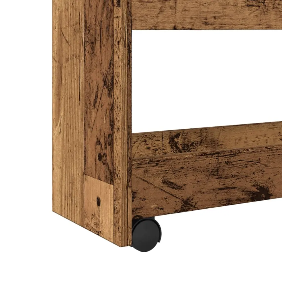 vidaXL Opbergtrolley smal 4-laags bewerkt hout oud houtkleurig