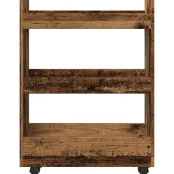 vidaXL Opbergtrolley smal 3-laags bewerkt hout oud houtkleurig