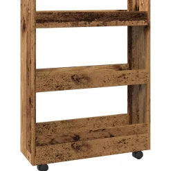 vidaXL Opbergtrolley smal 3-laags bewerkt hout oud houtkleurig