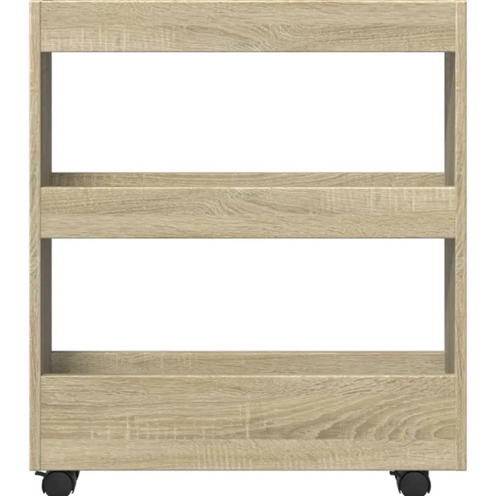 vidaXL Opbergtrolley smal 3-laags bewerkt hout sonoma eikenkleurig