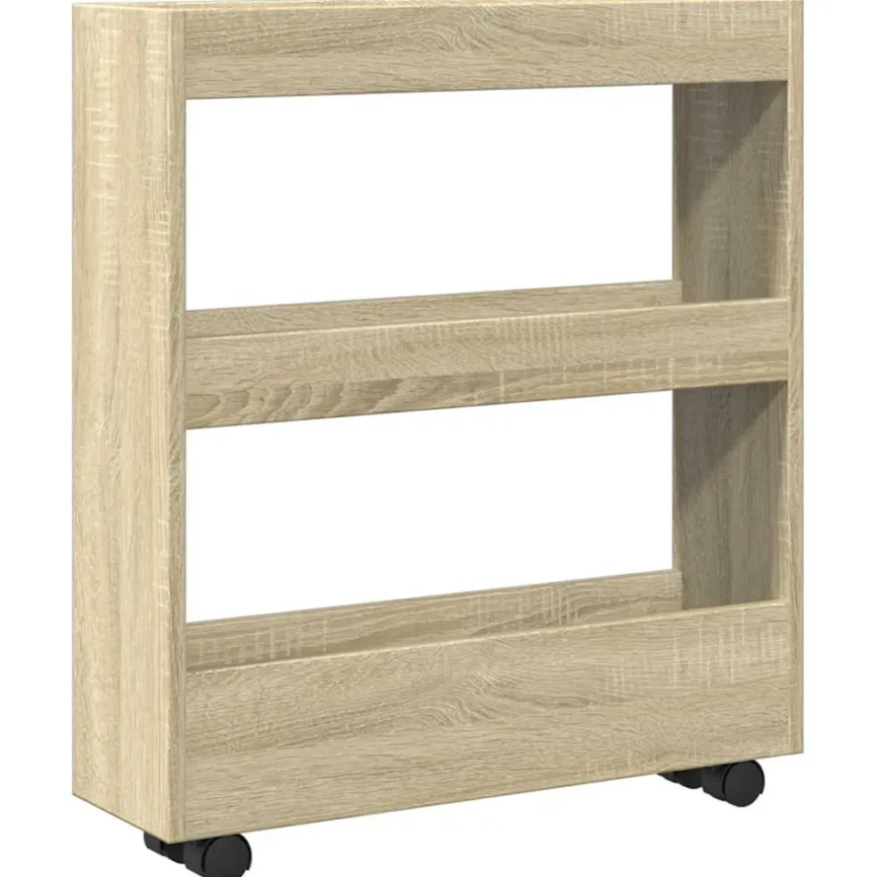 vidaXL Opbergtrolley smal 3-laags bewerkt hout sonoma eikenkleurig