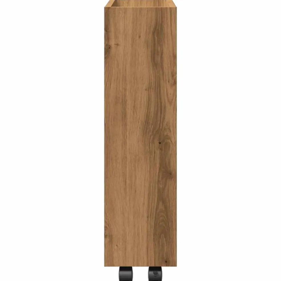 vidaXL Opbergtrolley smal 3-laags bewerkt hout artisanaal eikenkleurig