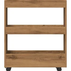 vidaXL Opbergtrolley smal 3-laags bewerkt hout artisanaal eikenkleurig