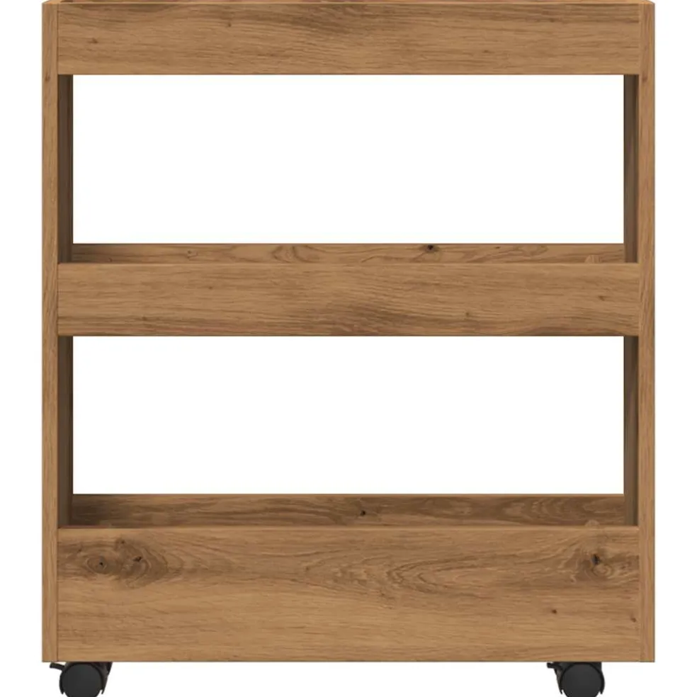 vidaXL Opbergtrolley smal 3-laags bewerkt hout artisanaal eikenkleurig