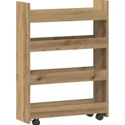 vidaXL Opbergtrolley smal 4-laags bewerkt hout artisanaal eikenkleurig