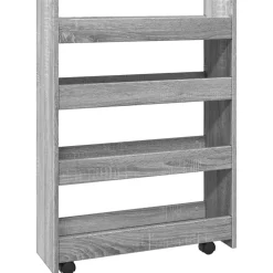 vidaXL Opbergtrolley smal 4-laags bewerkt hout grijs sonoma eiken