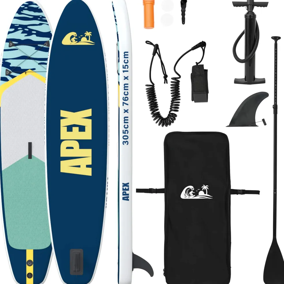 vidaXL Opblaasbaar Stand Up Paddle Board APEX 305 x 76 x 15 cm Blauw