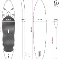 vidaXL Opblaasbaar Stand Up Paddle Board APEX 305 x 76 x 15 cm Blauw