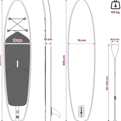 vidaXL Opblaasbaar Stand Up Paddle Board SCYLLA 305 x 76 x 15 cm Blauw