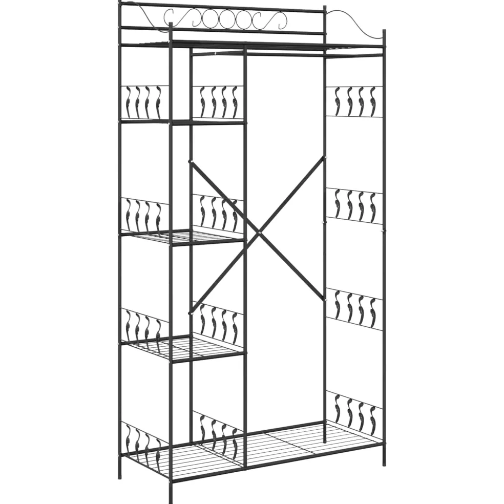 vidaXL Open Kledingkast Zwart 101 x 43 x 188 cm Staal