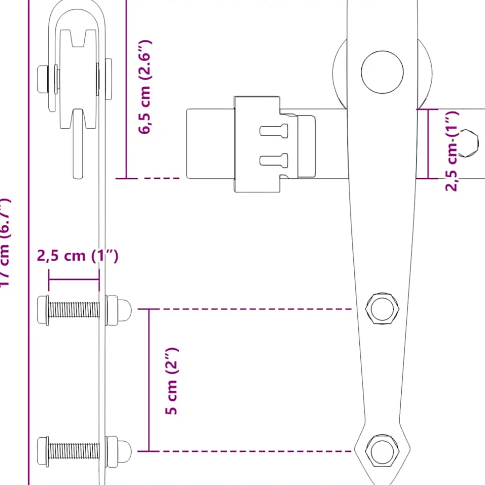 vidaXL Ophangset voor schuifdeur 200 cm koolstofstaal