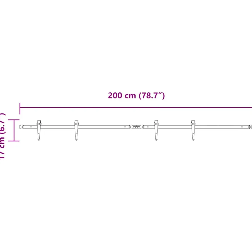 vidaXL Ophangset voor schuifdeur 200 cm koolstofstaal