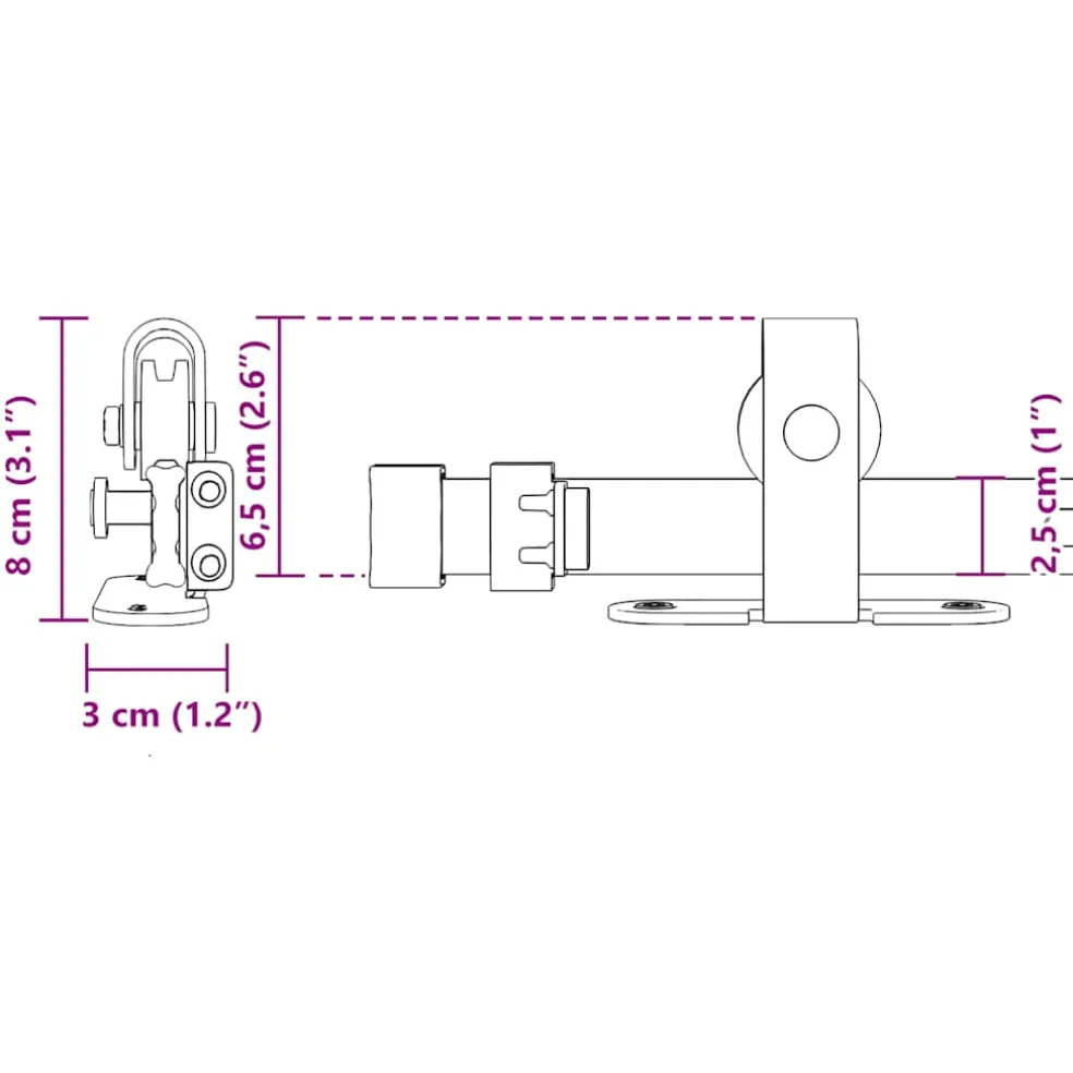 vidaXL Ophangset voor schuifdeur 122 cm koolstofstaal