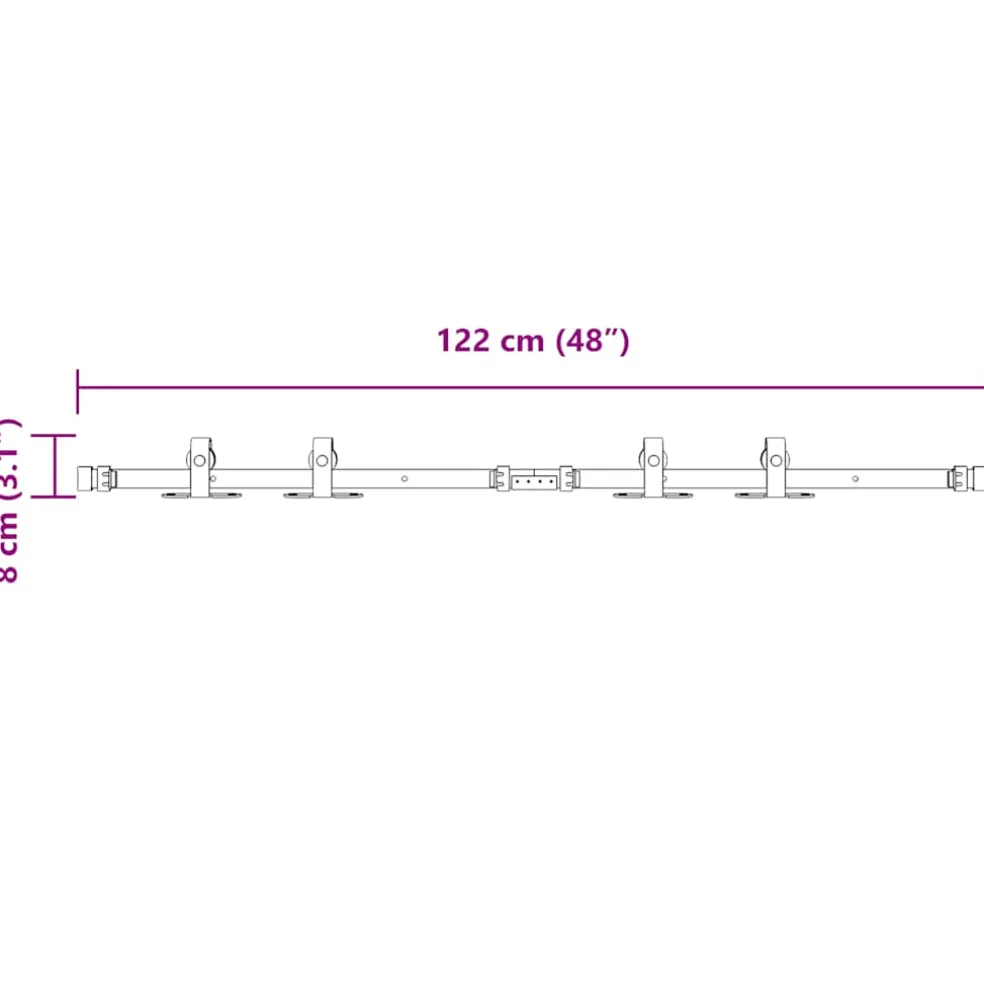 vidaXL Ophangset voor schuifdeur 122 cm koolstofstaal