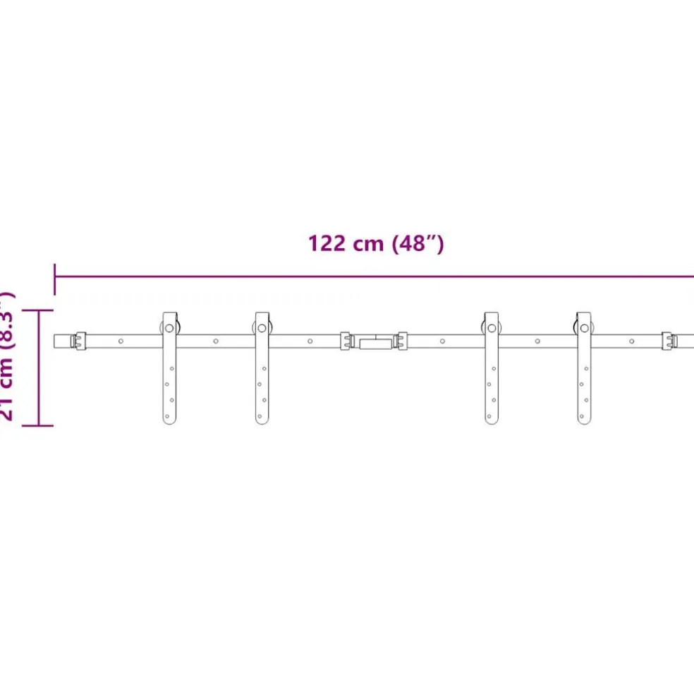 vidaXL Ophangset voor schuifdeur 122 cm koolstofstaal