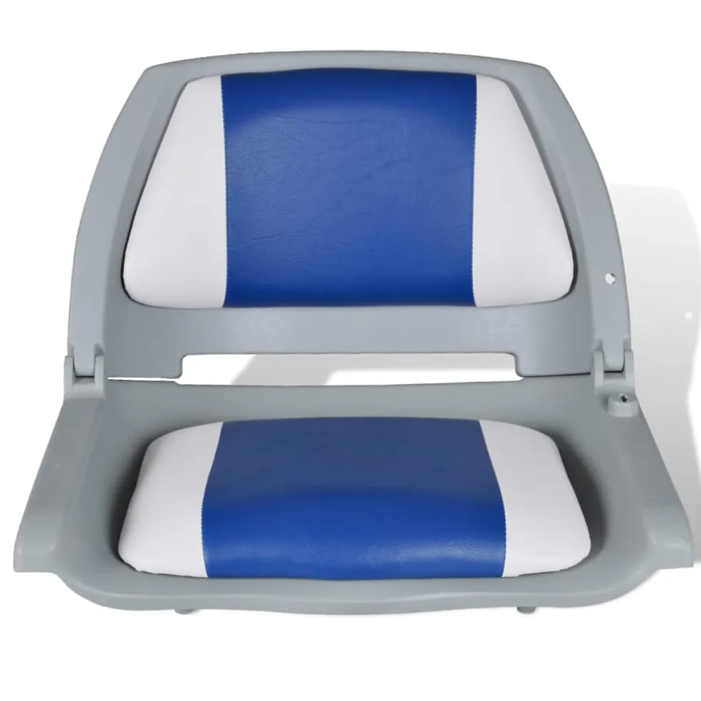vidaXL Opklapbare bootstoel met blauw-wit kussen 48x51x41 cm