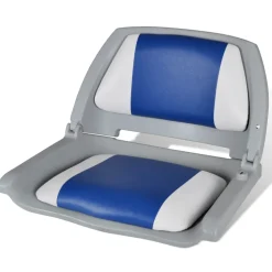 vidaXL Opklapbare bootstoel met blauw-wit kussen 48x51x41 cm
