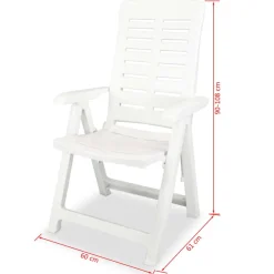 vidaXL Opklapbare ligstoelen, 2 stuks, wit plastic.