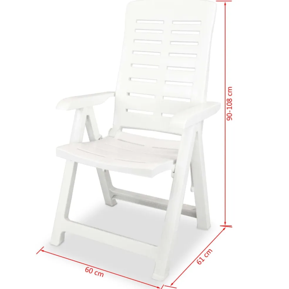 vidaXL Opklapbare ligstoelen, 2 stuks, wit plastic.