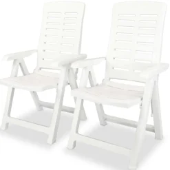 vidaXL Opklapbare ligstoelen, 2 stuks, wit plastic.