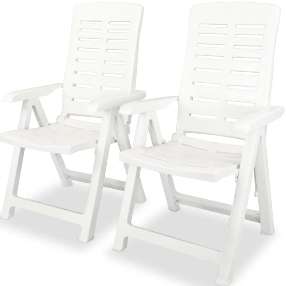 vidaXL Opklapbare ligstoelen, 2 stuks, wit plastic.
