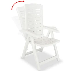vidaXL Opklapbare ligstoelen, 2 stuks, wit plastic.